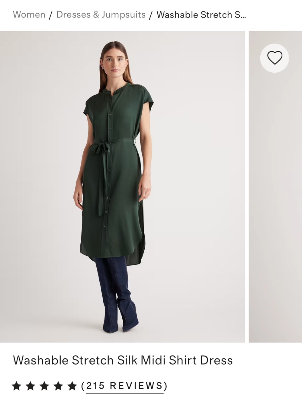 Quince washable silk midi shirt dress